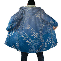 Hawaii Royal Blue Kapa Cloak Vintage 'Ohe Kāpala Motifs Mix Plumeria Leis