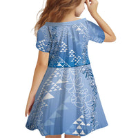 Hawaii Royal Blue Kapa Family Matching Off The Shoulder Long Sleeve Dress and Hawaiian Shirt Vintage 'Ohe Kāpala Motifs Mix Plumeria Leis LT7 - Polynesian Pride