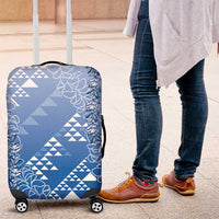 Hawaii Royal Blue Kapa Luggage Cover Vintage 'Ohe Kāpala Motifs Mix Plumeria Leis LT7 Royal Blue - Polynesian Pride