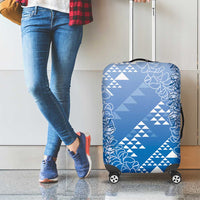 Hawaii Royal Blue Kapa Luggage Cover Vintage 'Ohe Kāpala Motifs Mix Plumeria Leis LT7 - Polynesian Pride