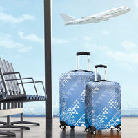Hawaii Royal Blue Kapa Luggage Cover Vintage 'Ohe Kāpala Motifs Mix Plumeria Leis LT7 - Polynesian Pride