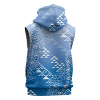 Hawaii Royal Blue Kapa Sleeveless Hoodie Vintage 'Ohe Kāpala Motifs Mix Plumeria Leis LT7 - Polynesian Pride