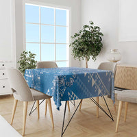 Hawaii Royal Blue Kapa Tablecloth Vintage 'Ohe Kāpala Motifs Mix Plumeria Leis