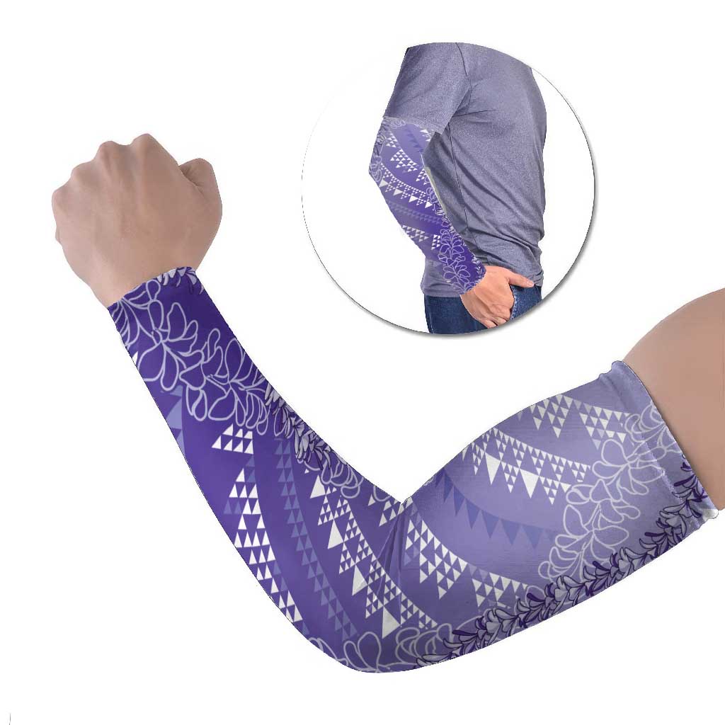 Hawaii Lavender Kapa Arm Sleeves Vintage 'Ohe Kāpala Motifs Mix Plumeria Leis