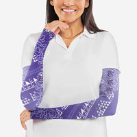 Hawaii Lavender Kapa Arm Sleeves Vintage 'Ohe Kāpala Motifs Mix Plumeria Leis