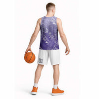 Hawaii Lavender Kapa Basketball Jersey Vintage 'Ohe Kāpala Motifs Mix Plumeria Leis