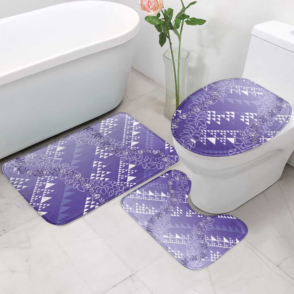 Hawaii Lavender Kapa Bathroom Set Vintage 'Ohe Kāpala Motifs Mix Plumeria Leis