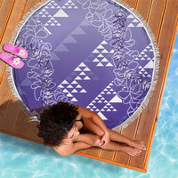 Hawaii Lavender Kapa Beach Blanket Vintage 'Ohe Kāpala Motifs Mix Plumeria Leis
