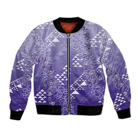 Hawaii Lavender Kapa Bomber Jacket Vintage 'Ohe Kāpala Motifs Mix Plumeria Leis
