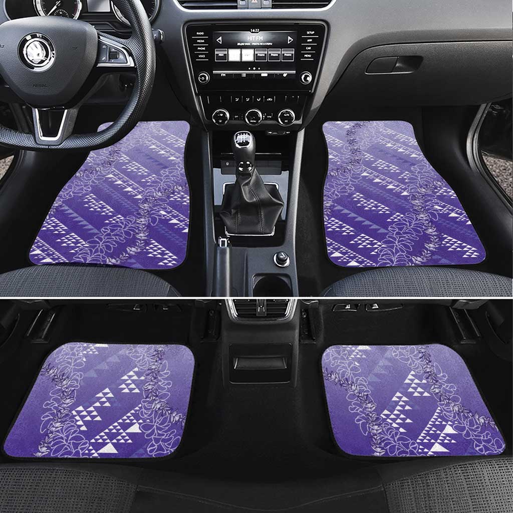 Hawaii Lavender Kapa Car Mats Vintage 'Ohe Kāpala Motifs Mix Plumeria Leis