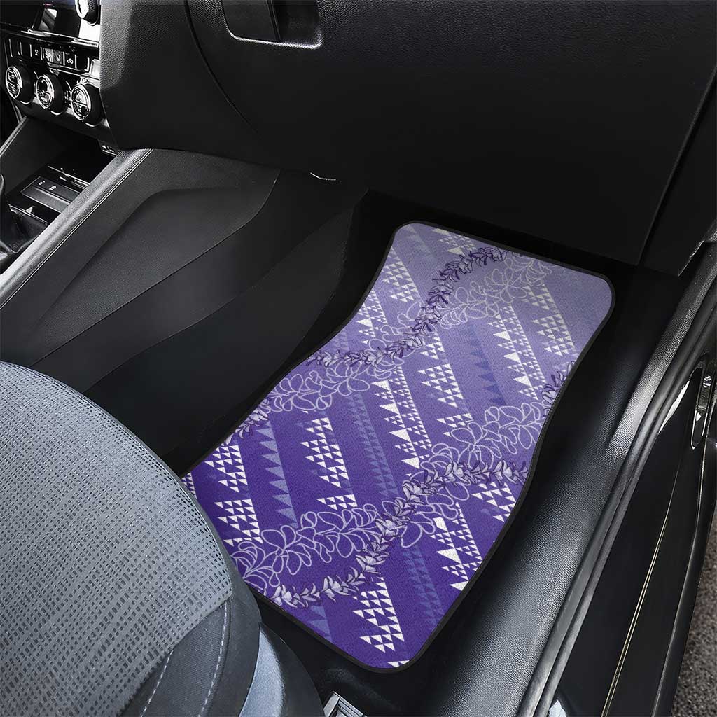 Hawaii Lavender Kapa Car Mats Vintage 'Ohe Kāpala Motifs Mix Plumeria Leis