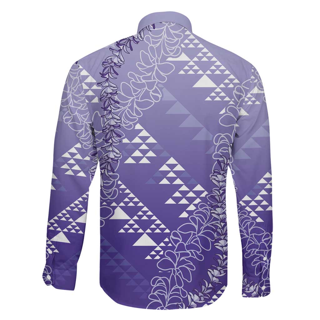 Hawaii Lavender Kapa Family Matching Mermaid Dress and Hawaiian Shirt Vintage 'Ohe Kāpala Motifs Mix Plumeria Leis LT7 - Polynesian Pride