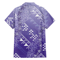 Hawaii Lavender Kapa Family Matching Summer Maxi Dress and Hawaiian Shirt Vintage 'Ohe Kāpala Motifs Mix Plumeria Leis LT7 - Polynesian Pride