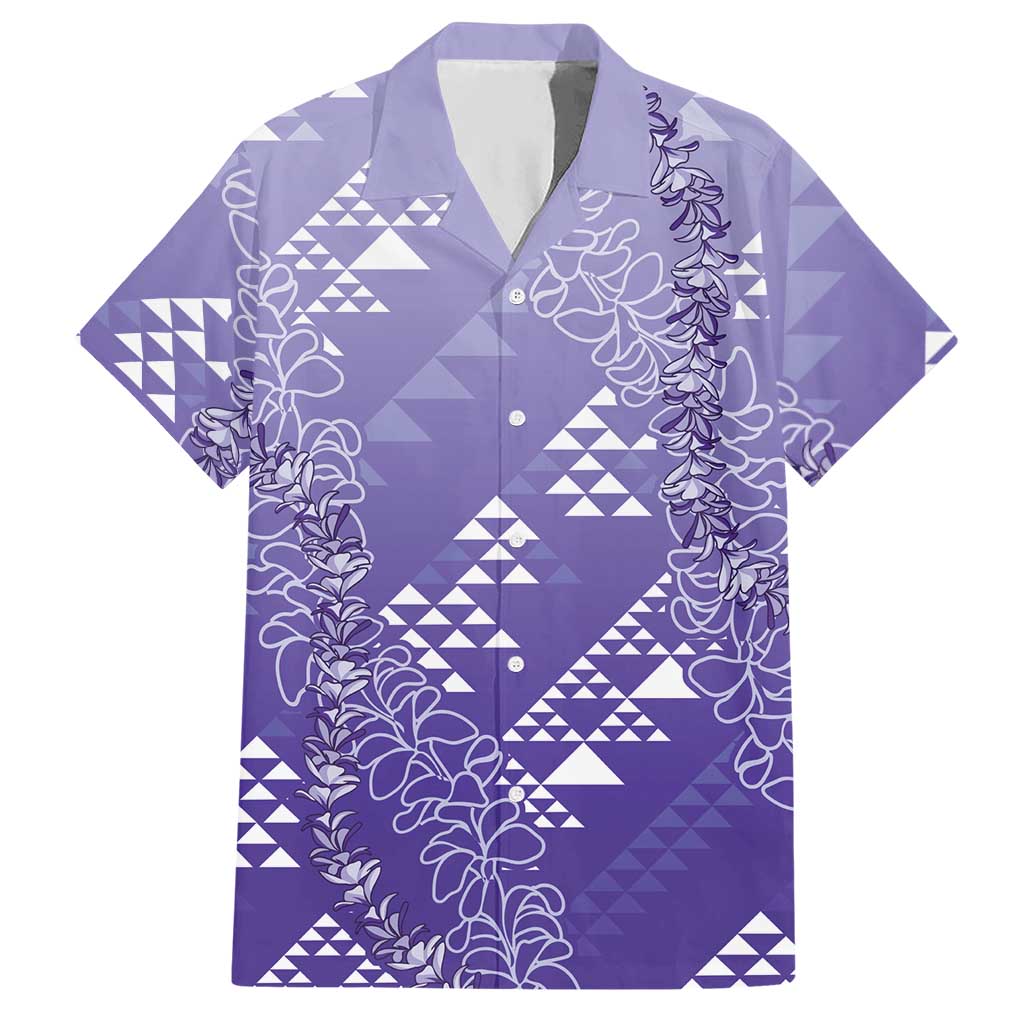 Hawaii Lavender Kapa Hawaiian Shirt Vintage 'Ohe Kāpala Motifs Mix Plumeria Leis