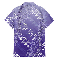 Hawaii Lavender Kapa Hawaiian Shirt Vintage 'Ohe Kāpala Motifs Mix Plumeria Leis