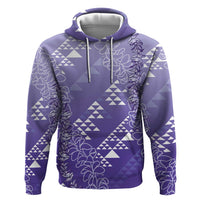 Hawaii Lavender Kapa Hoodie Vintage 'Ohe Kāpala Motifs Mix Plumeria Leis
