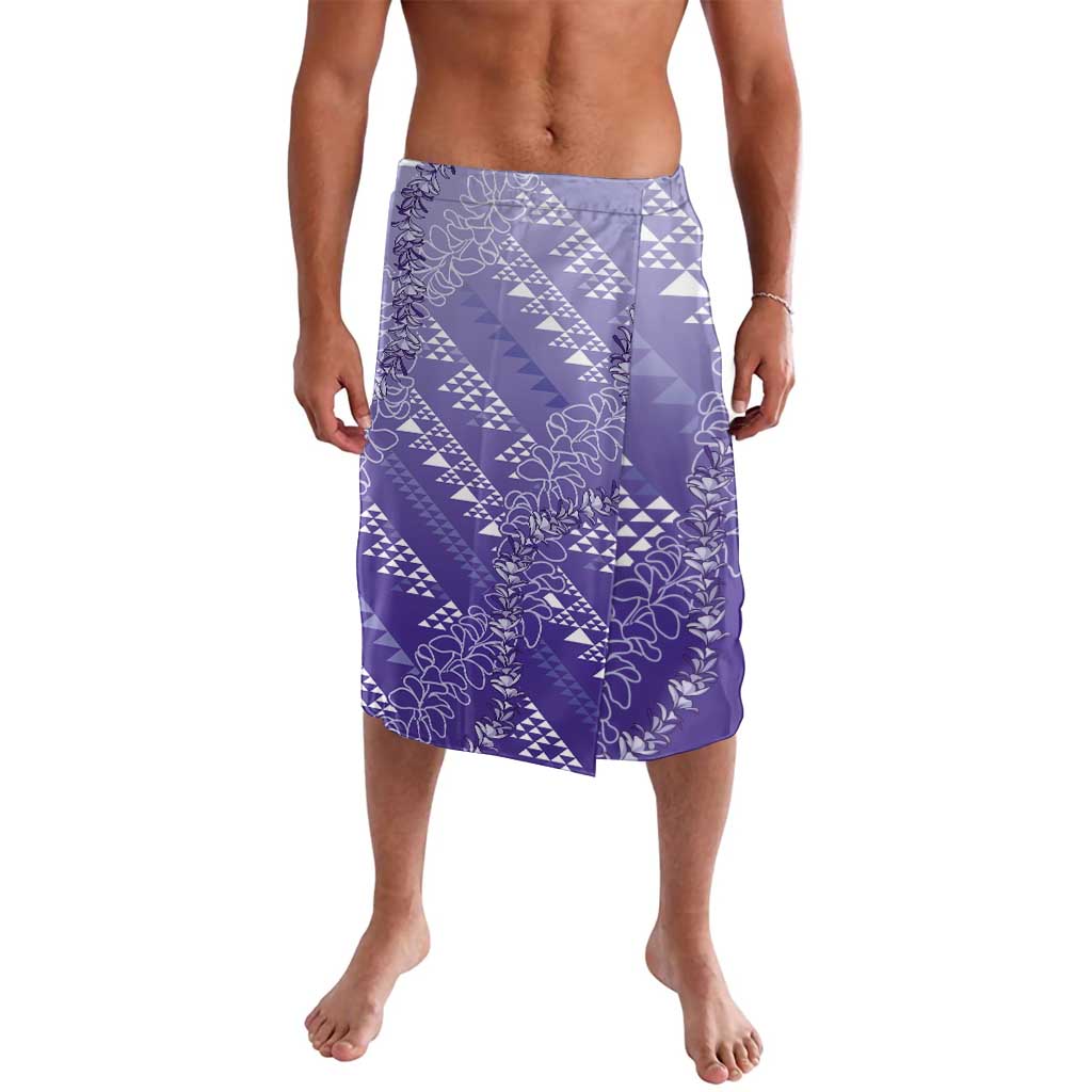 Hawaii Lavender Kapa Lavalava Vintage 'Ohe Kāpala Motifs Mix Plumeria Leis