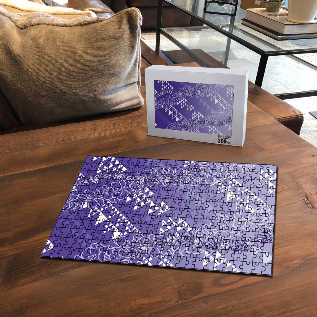 Hawaii Lavender Kapa Puzzle Vintage 'Ohe Kāpala Motifs Mix Plumeria Leis