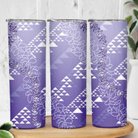 Hawaii Lavender Kapa Skinny Tumbler Vintage 'Ohe Kāpala Motifs Mix Plumeria Leis LT7 - Polynesian Pride