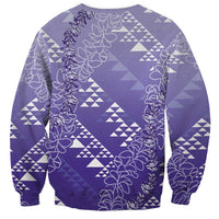 Hawaii Lavender Kapa Sweatshirt Vintage 'Ohe Kāpala Motifs Mix Plumeria Leis