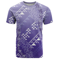 Hawaii Lavender Kapa T Shirt Vintage 'Ohe Kāpala Motifs Mix Plumeria Leis