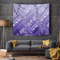 Hawaii Lavender Kapa Tapestry Vintage 'Ohe Kāpala Motifs Mix Plumeria Leis