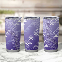 Hawaii Lavender Kapa Tumbler Cup Vintage 'Ohe Kāpala Motifs Mix Plumeria Leis