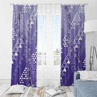 Hawaii Lavender Kapa Window Curtain Vintage 'Ohe Kāpala Motifs Mix Plumeria Leis