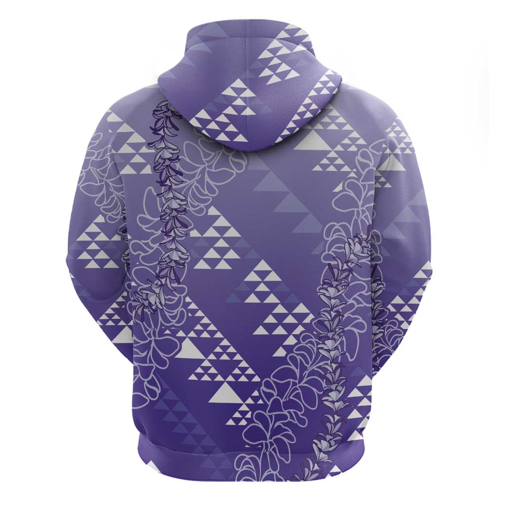 Hawaii Lavender Kapa Zip Hoodie Vintage 'Ohe Kāpala Motifs Mix Plumeria Leis
