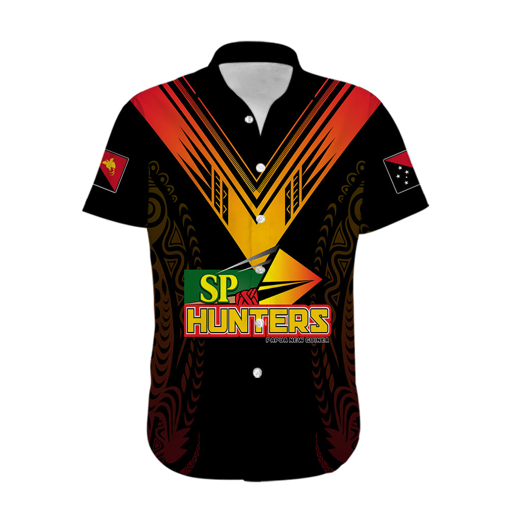 Personalised PNG Hunters Rugby Hawaiian Shirt Motuan Style LT7 Black - Polynesian Pride