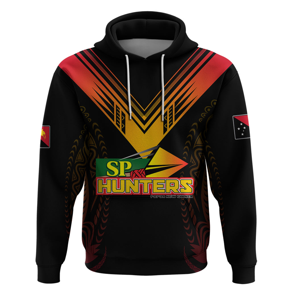 Custom PNG Hunters Rugby Hoodie Motuan Style LT7 Pullover Hoodie Black - Polynesian Pride