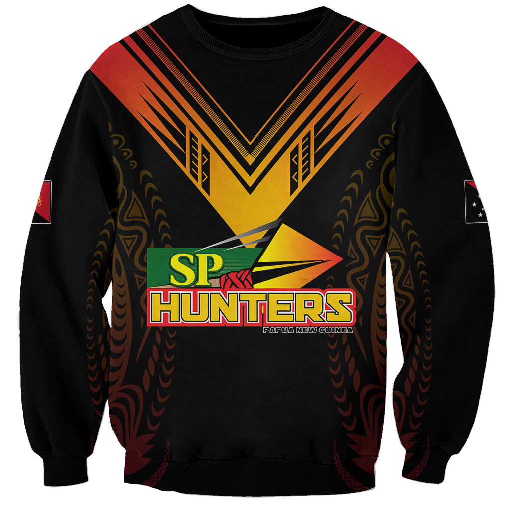 Personalised PNG Hunters Rugby Sweatshirt Motuan Style LT7 Unisex Black - Polynesian Pride