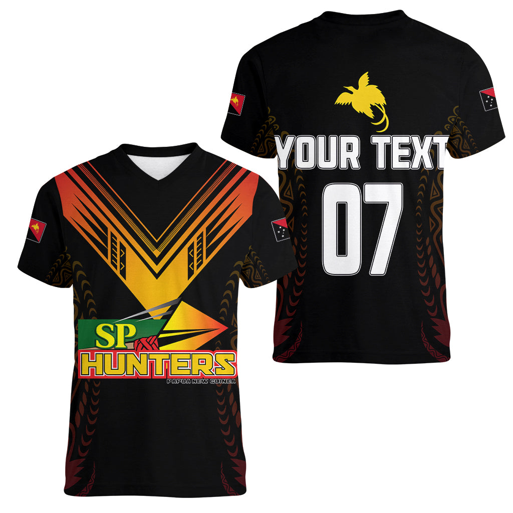 Personalised PNG Hunters Rugby Women V Neck T Shirt Motuan Style LT7 - Polynesian Pride