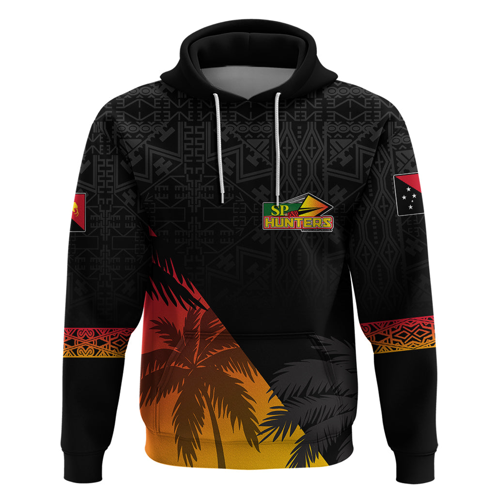 Custom PNG Hunters Rugby Hoodie Palm Trees Simple LT7 Pullover Hoodie Black - Polynesian Pride