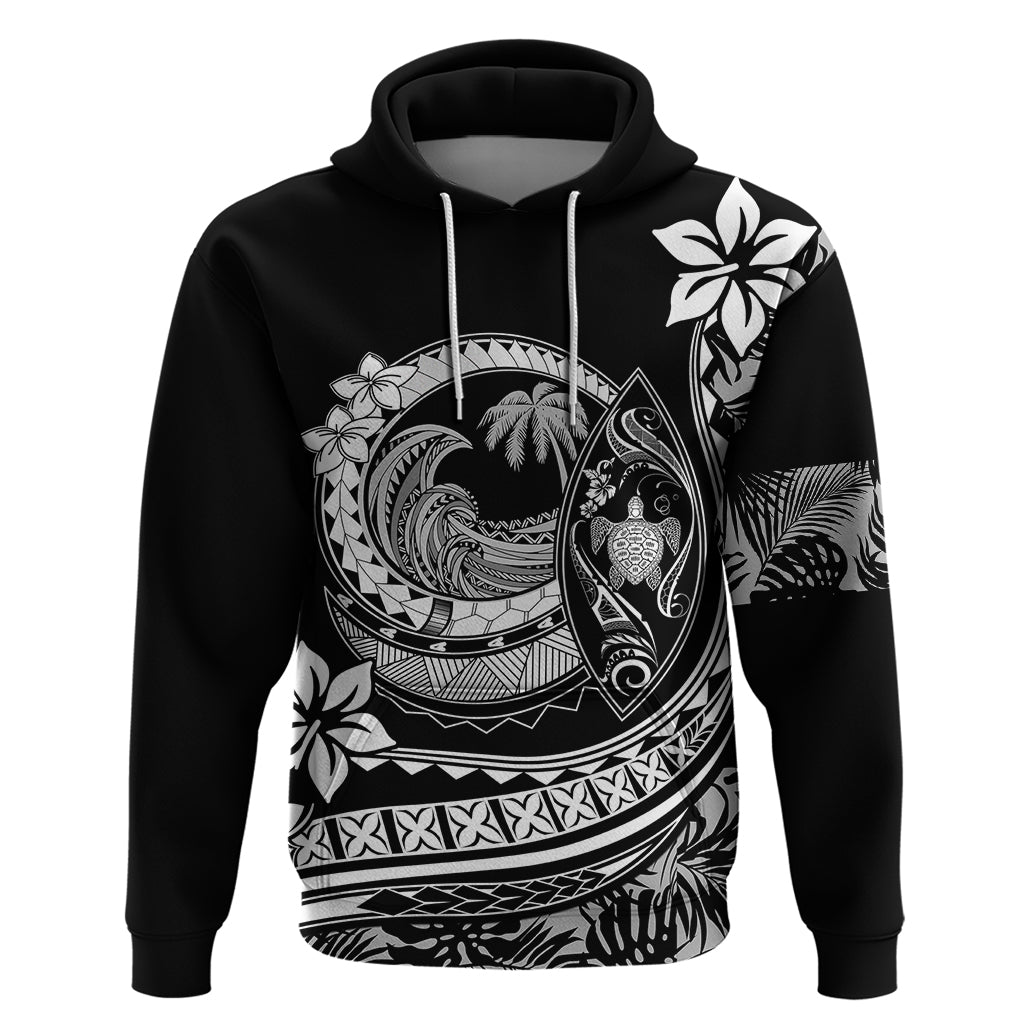 Polynesian Plumeria Hoodie Ride The Waves Black LT7 Black - Polynesian Pride