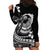 Polynesian Plumeria Hoodie Dress Ride The Waves - Black LT7 - Polynesian Pride