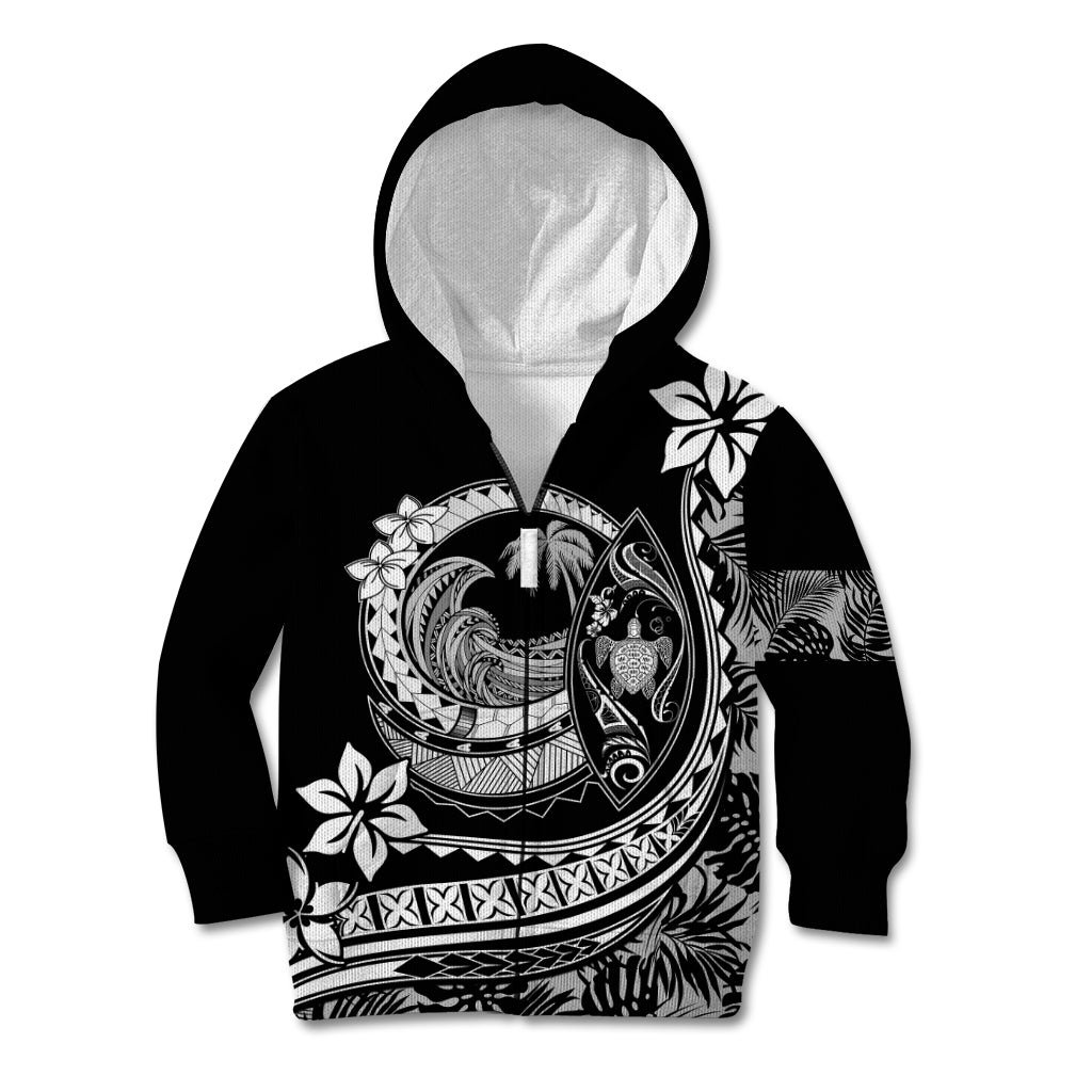 Polynesian Plumeria Kid Hoodie Ride The Waves - Black LT7 Zip Hoodie Black - Polynesian Pride