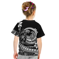 Polynesian Plumeria Kid T Shirt Ride The Waves - Black LT7 - Polynesian Pride