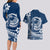 Polynesian Plumeria Couples Matching Long Sleeve Bodycon Dress and Hawaiian Shirt Ride The Waves - Navy Blue LT7 - Polynesian Pride