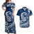 Polynesian Plumeria Couples Matching Off Shoulder Maxi Dress and Hawaiian Shirt Ride The Waves - Navy Blue LT7 Navy Blue - Polynesian Pride