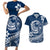 Polynesian Plumeria Couples Matching Short Sleeve Bodycon Dress and Hawaiian Shirt Ride The Waves - Navy Blue LT7 Navy Blue - Polynesian Pride