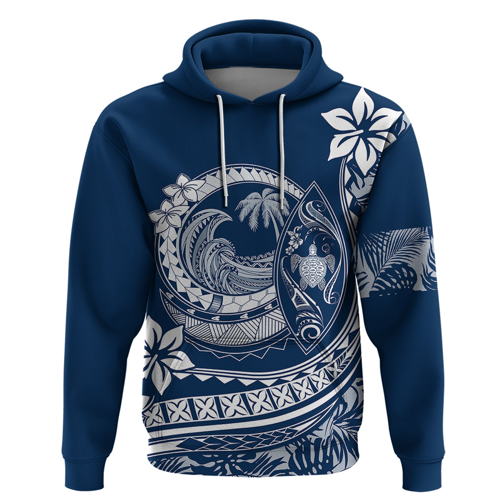 Polynesian Plumeria Hoodie Ride The Waves Navy Blue LT7 Navy Blue - Polynesian Pride