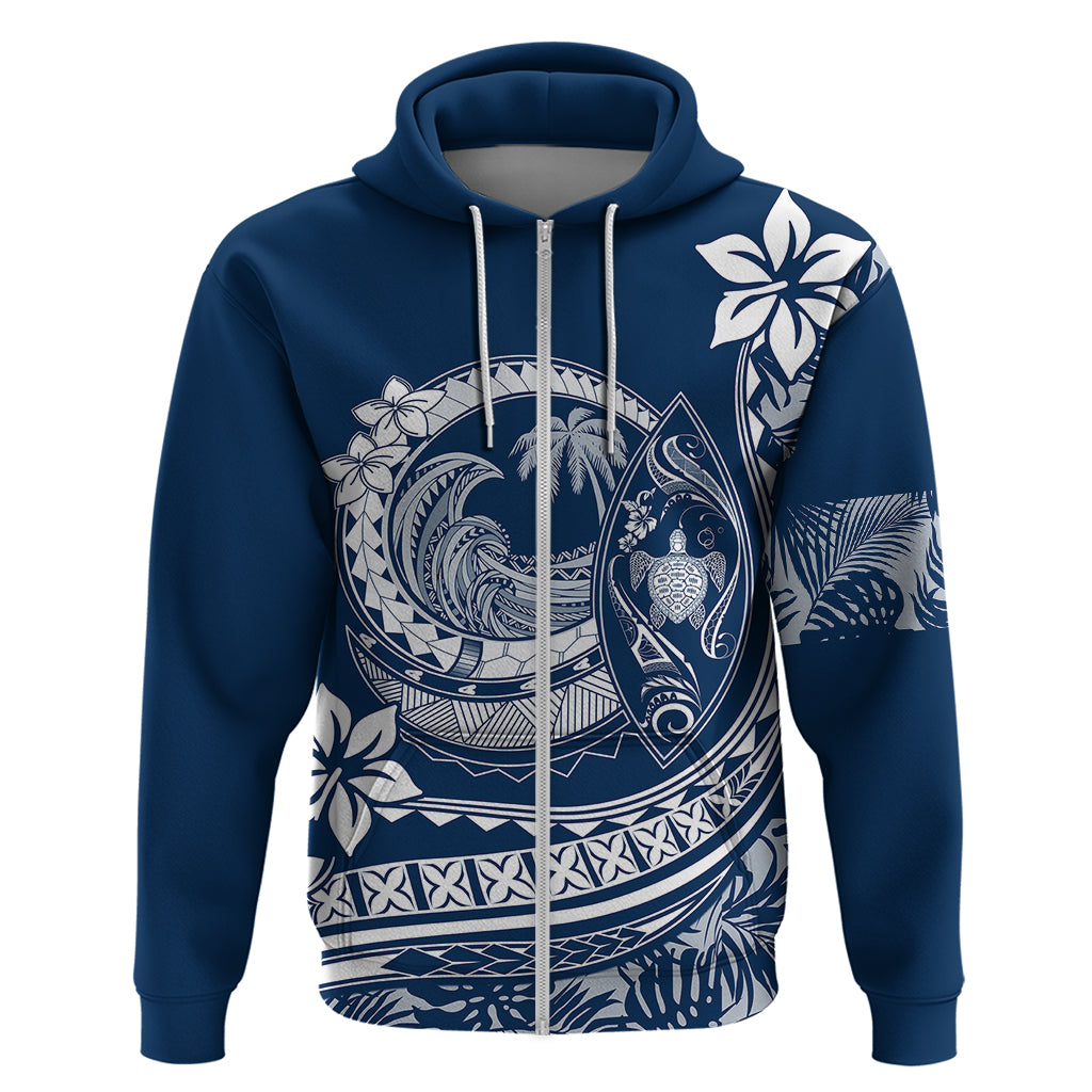Polynesian Plumeria Hoodie Ride The Waves Navy Blue LT7 - Polynesian Pride
