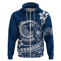 Polynesian Plumeria Hoodie Ride The Waves Navy Blue LT7 - Polynesian Pride