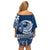 Polynesian Plumeria Off Shoulder Short Dress Ride The Waves - Navy Blue LT7 - Polynesian Pride