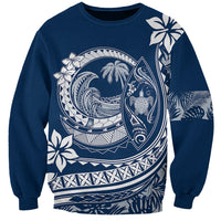 Polynesian Plumeria Sweatshirt Ride The Waves - Navy Blue LT7 Unisex Navy Blue - Polynesian Pride