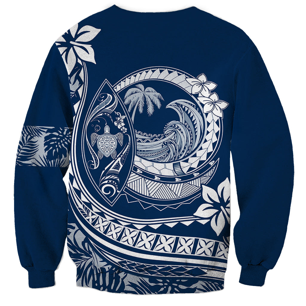 Polynesian Plumeria Sweatshirt Ride The Waves - Navy Blue LT7 - Polynesian Pride