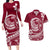 Polynesian Plumeria Couples Matching Long Sleeve Bodycon Dress and Hawaiian Shirt Ride The Waves - Burgundy LT7 Burgundy - Polynesian Pride