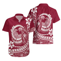 Polynesian Plumeria Hawaiian Shirt Ride The Waves - Burgundy LT7 - Polynesian Pride