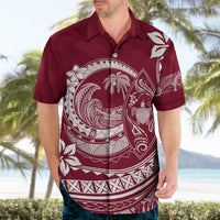 Polynesian Plumeria Hawaiian Shirt Ride The Waves - Burgundy LT7 - Polynesian Pride